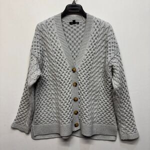 Ann Taylor Chunky Cable Knit Cardigan Sweater Size M/L Acrylic Blend FA23 D071 8